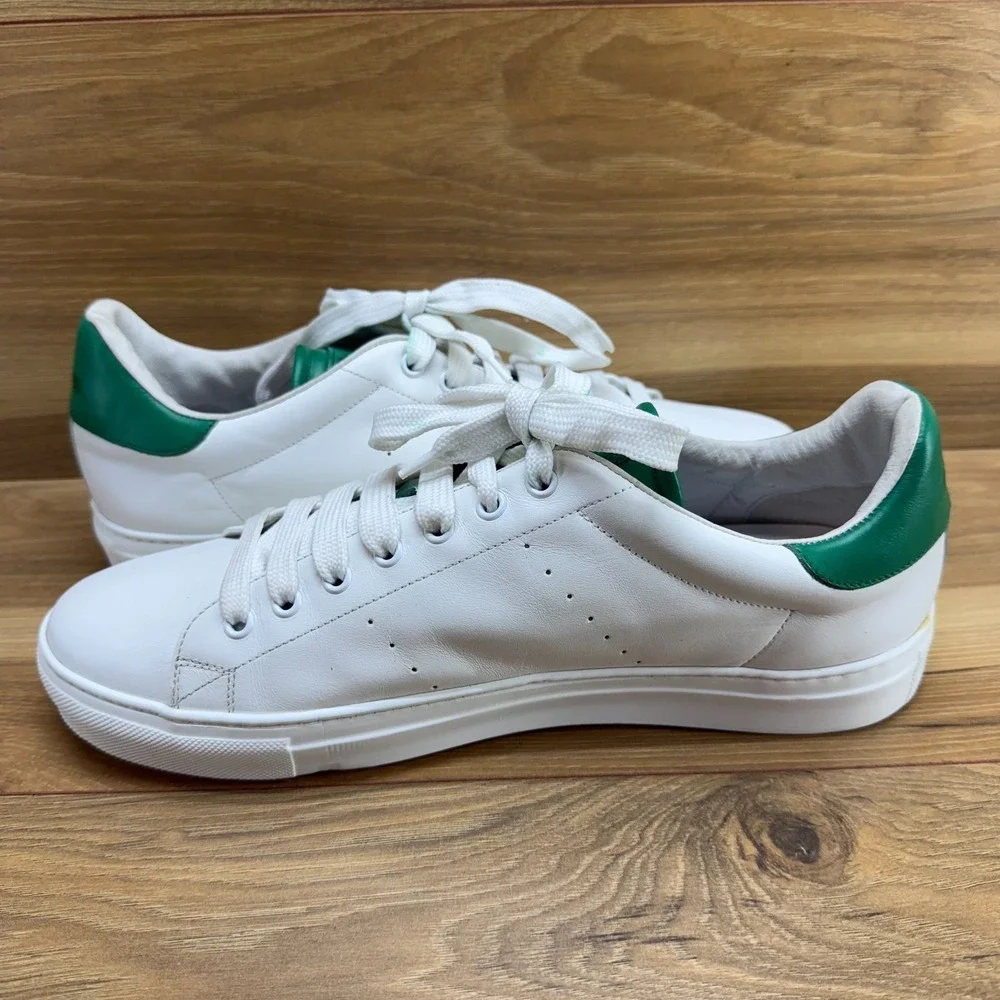 Roberto Cavalli White Green Leather Mens‎ 10 EU 43 Low Top Sneakers Italy